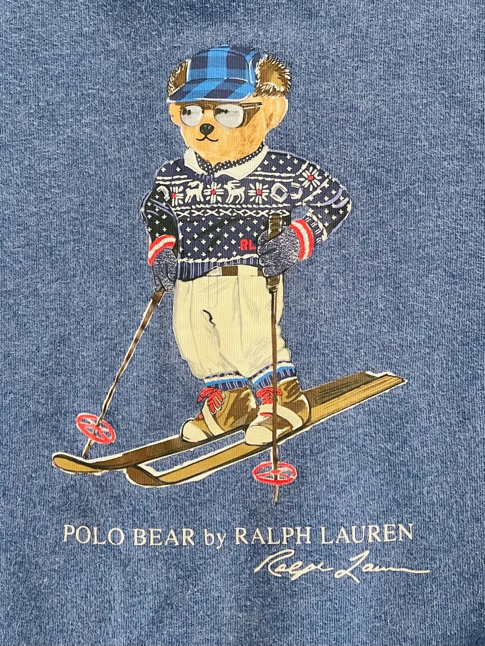 Polo Ralph Lauren Blue Fleece Ski Bear Pullover Hoodie 🎿